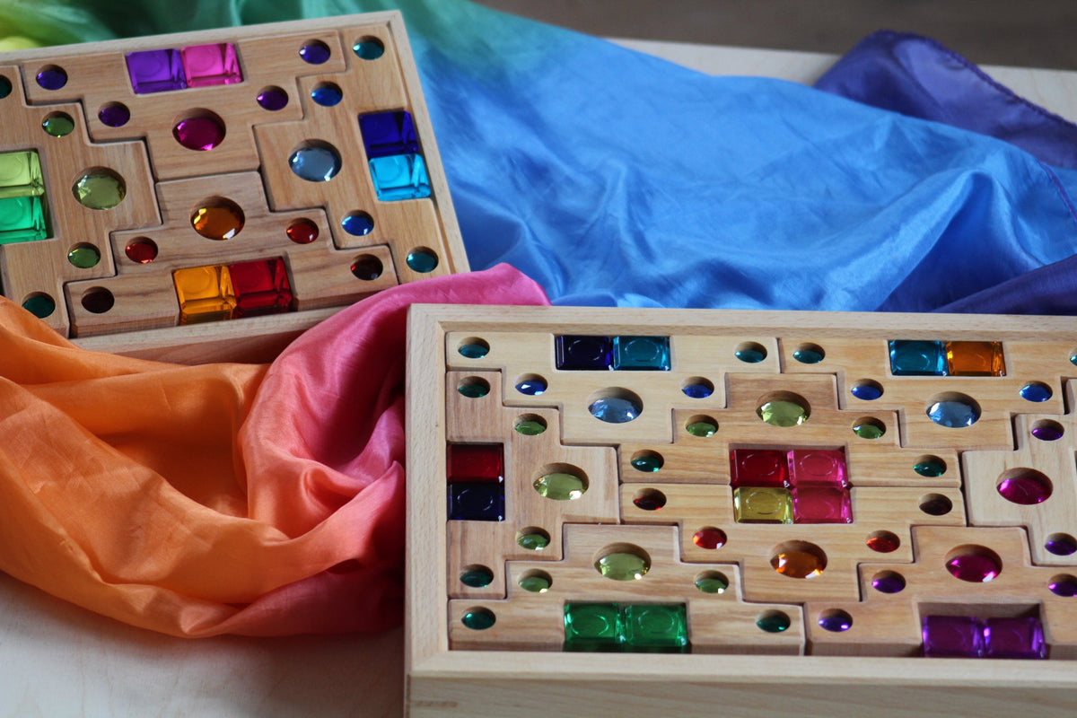 Bauspiel Staircase with Colourful Luminous Blocks – 32-Piece Set - vendor-unknown - Honeybee Toys