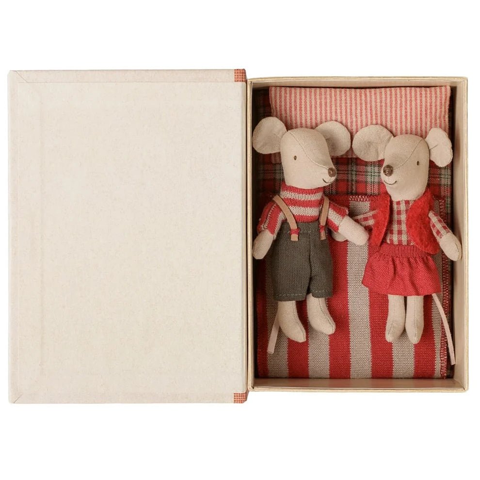 Maileg Christmas Twin Mice in Book - vendor-unknown - Honeybee Toys