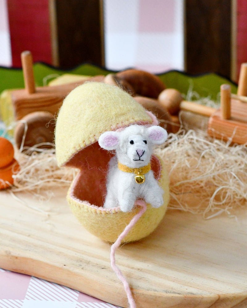 Tara Treasures Felt Surprise Egg with Lamb Inside - vendor-unknown - Honeybee Toys