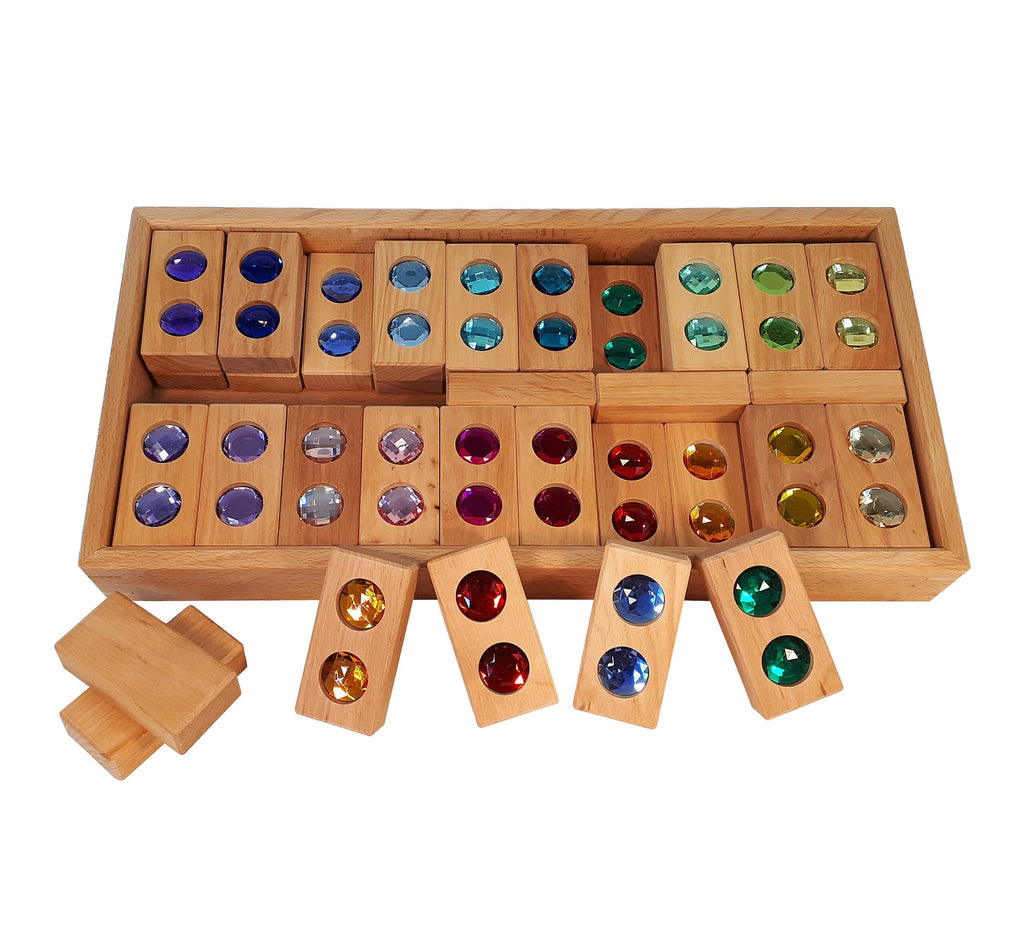 Bauspiel Colour Track Blocks 45 Pieces in a Wooden Box