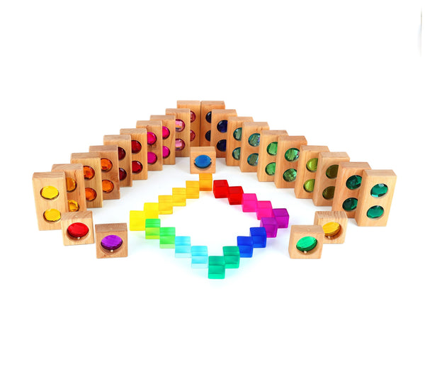 Bauspiel Colour Track with Translucent Building Cube