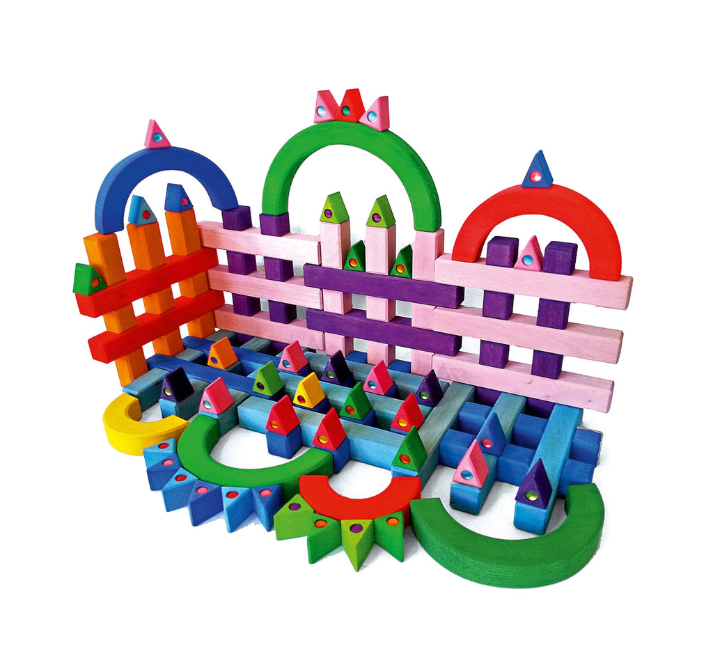Bauspiel Grid Colourful Blocks 12 Parts