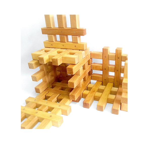 Bauspiel Grid Blocks Natural 12 Pieces
