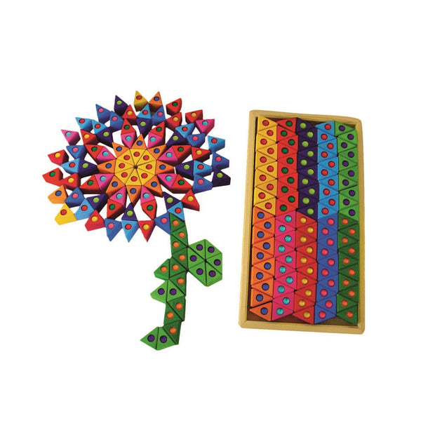 Bauspiel Colourful Triangle Blocks with Sparkling Stone 100 Pieces