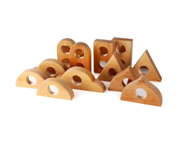 Bauspiel Fairy Tale Window Blocks, Natural with Mirror Pane