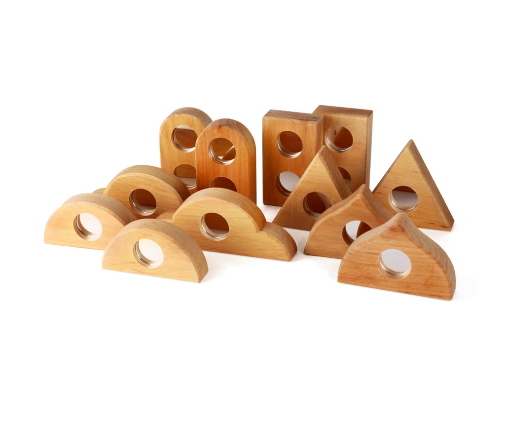 Bauspiel Fairy Tale Window Blocks, Natural with Mirror Pane
