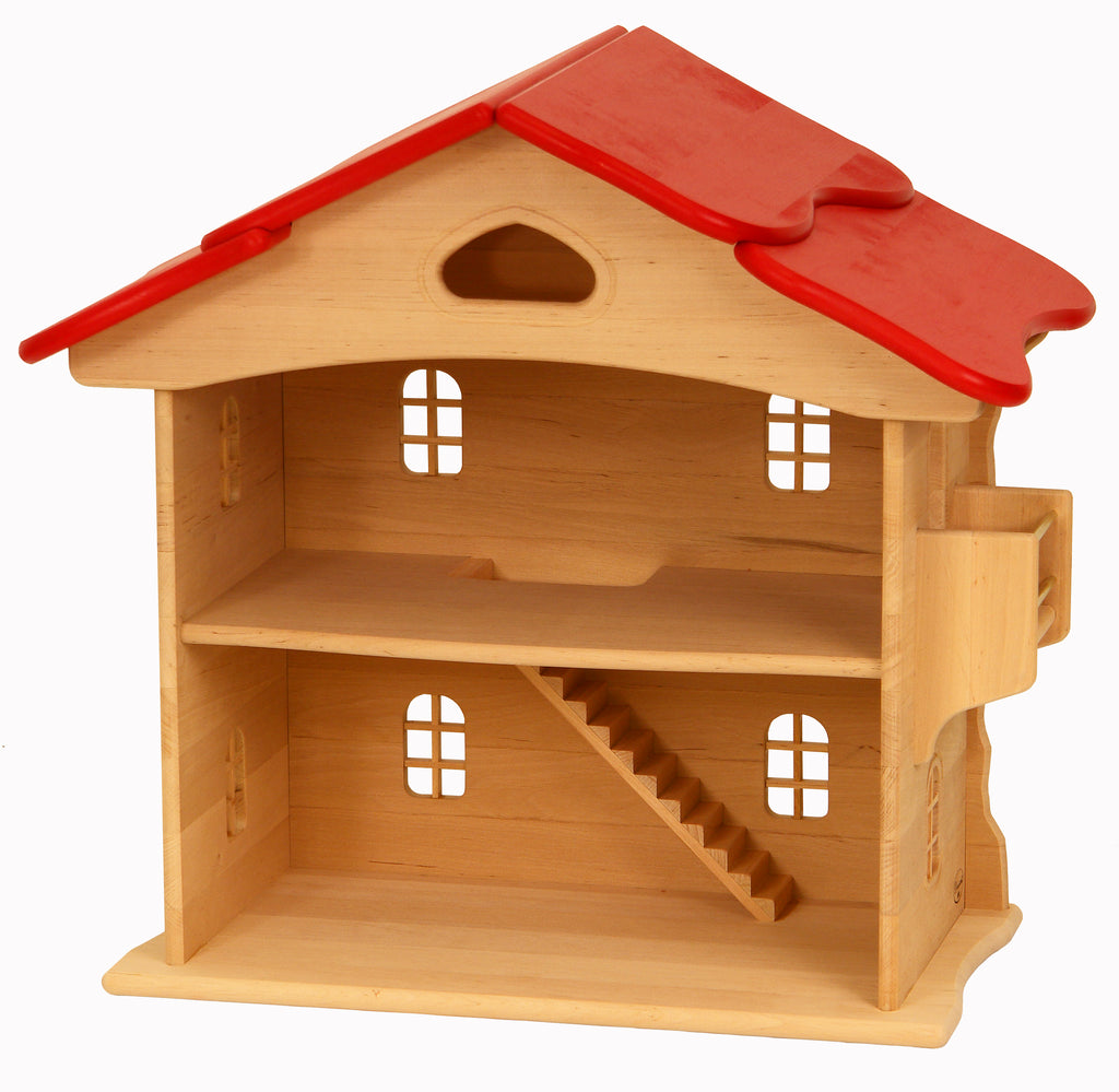 Drewart Doll House Open, Red Roof