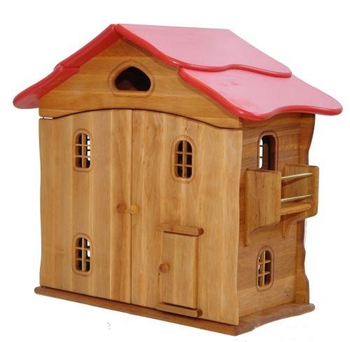 Drewart Doll House with Doors, Red Roof