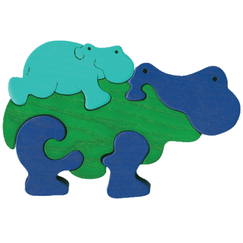 Fauna Puzzle Hippo Green