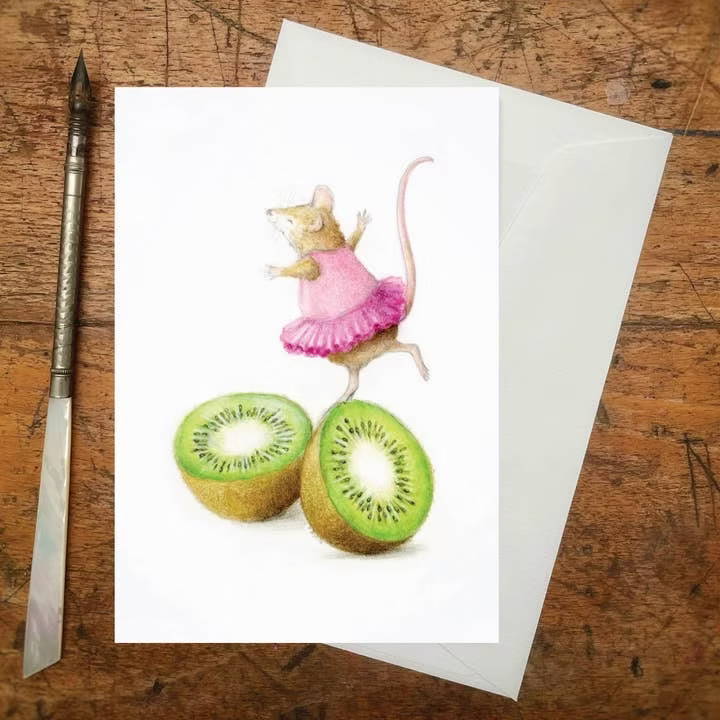 Card A7 Kiwi Mouse