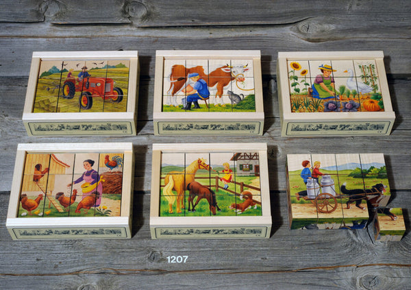 Atelier Fischer Cube Puzzle Farmyard, 12 parts