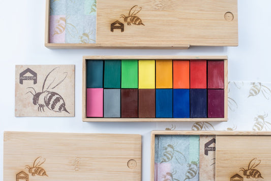 Apiscor Beeswax Crayons, Block 16 in Bamboo Box