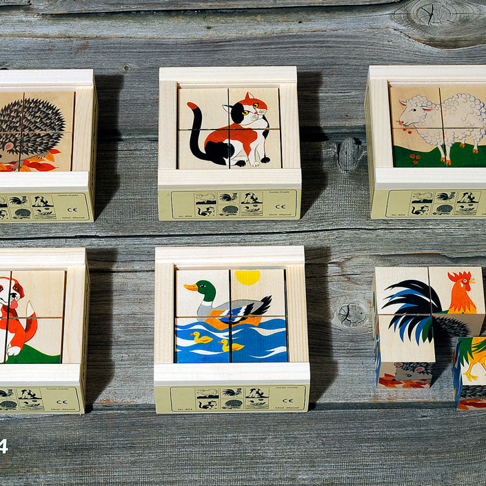 Atelier Fischer Cube Puzzle Animals Set A, 4 parts
