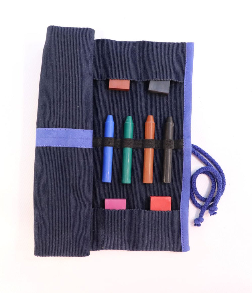 Sedulus crayon case for 12 stick and block crayons, unfilled blue.