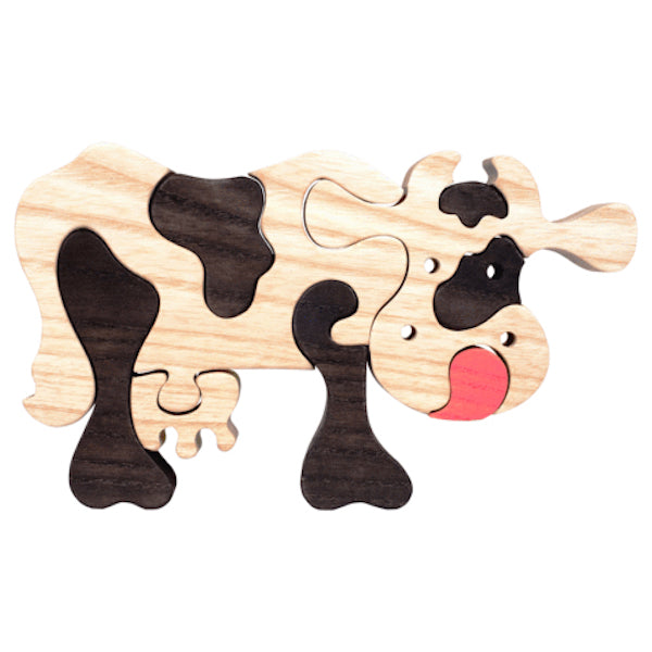 Fauna Puzzle Cow Black & White