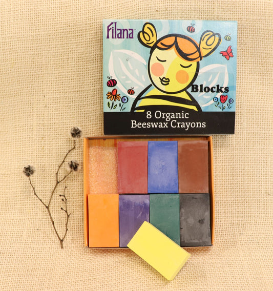 Filana Organic Beeswax Crayons, Blocks 8 with Brown & Black
