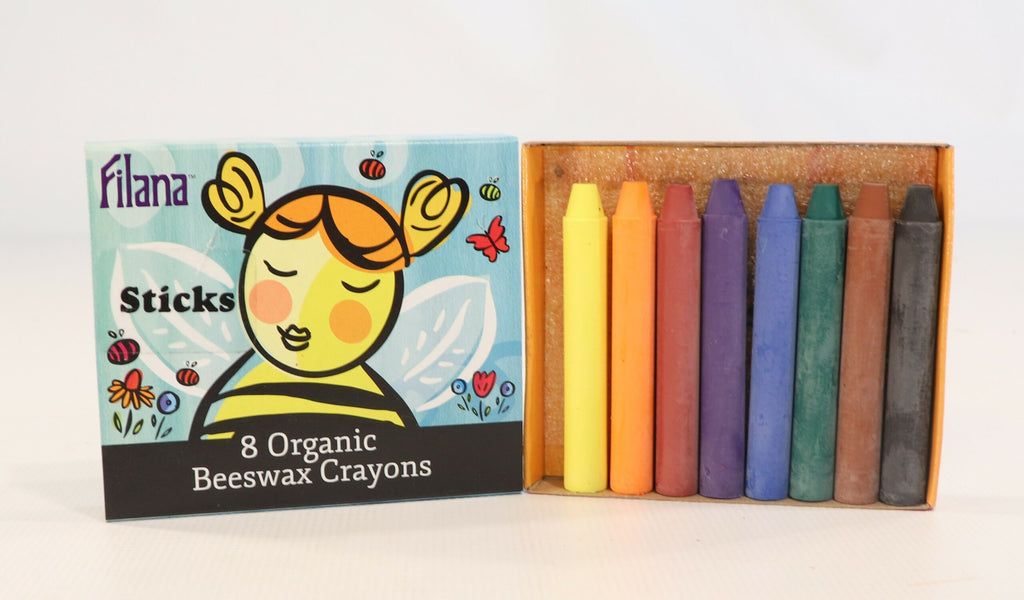Filana Organic Beeswax Crayons, Sticks 8 with Brown & Black