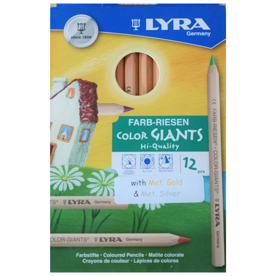 Lyra Pencils Colour Giants 12 with Gold & Silver