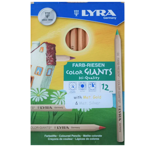 Lyra Pencils Colour Giants 12 with Gold & Silver