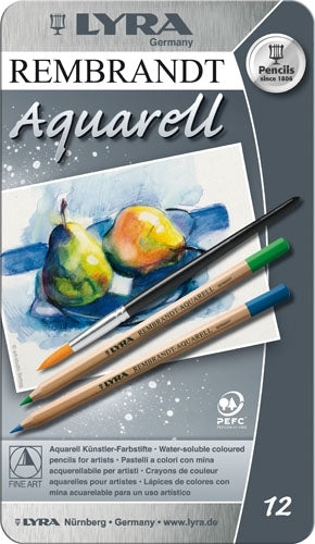 Lyra Pencils Rembrandt Aquarelle 12 Watercolour in Tin