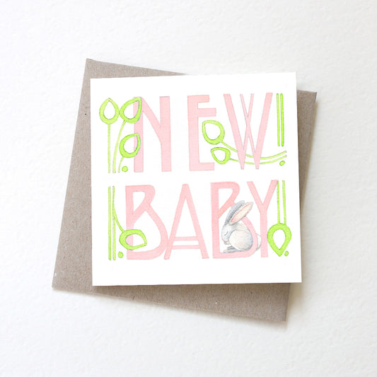 New Baby Card Baby Pink