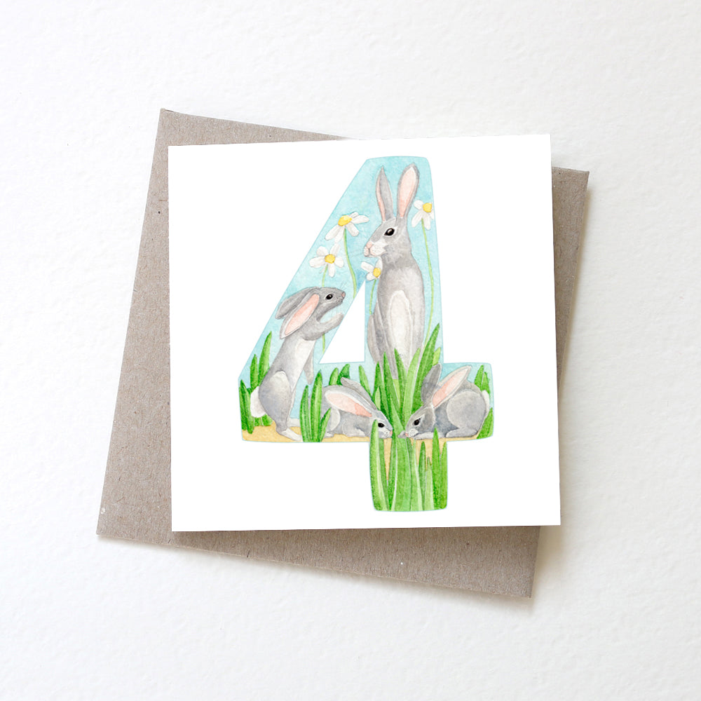 Birthday Card 4 Rabbits