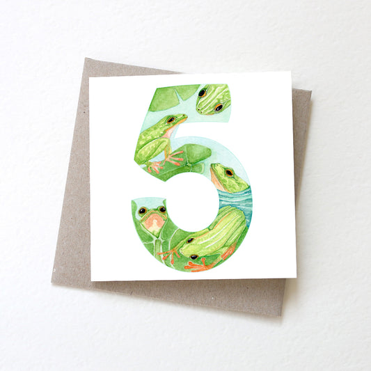 Birthday Card 5 Frogs