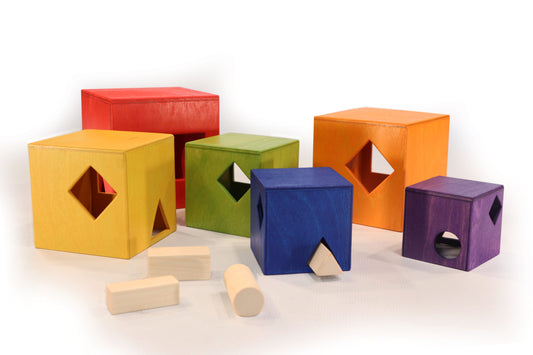 Fauna Wooden Sorting Boxes Rainbow
