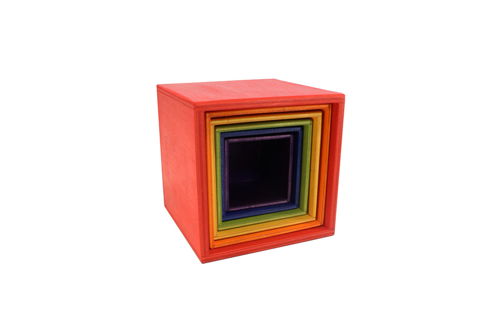 Fauna Wooden Stacking Boxes Rainbow