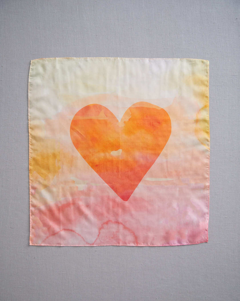 Sarah's Silks Mini Playsilk Heart Print Orange