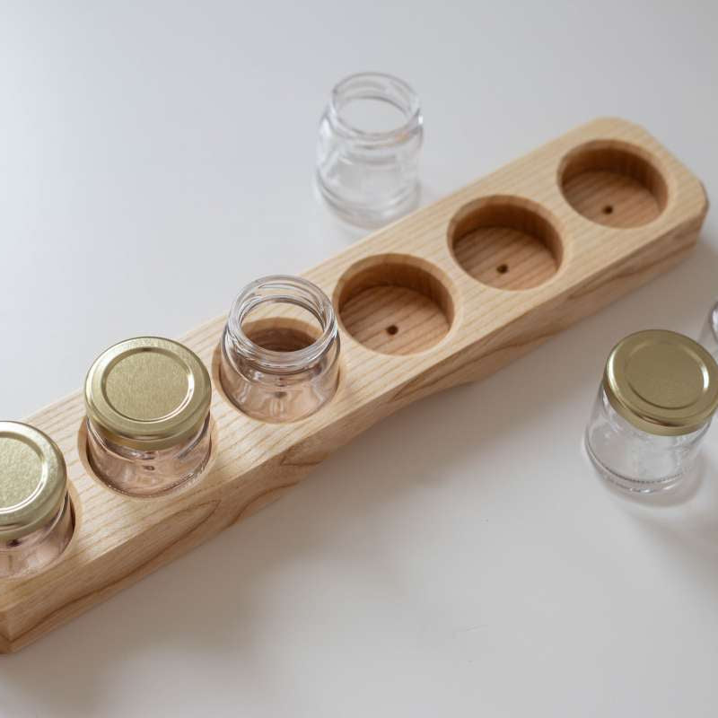 Sedulus Artisan Wooden Paint Jar Holder 6 holes with Glass Jars