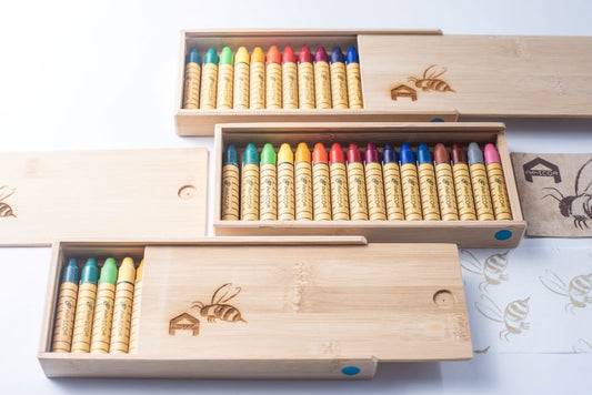 Apiscor Beeswax Crayons, Stick 16 in Bamboo Box - vendor-unknown - Honeybee Toys