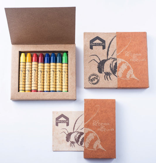 Apiscor Beeswax Crayons, Stick 8 - vendor-unknown - Honeybee Toys