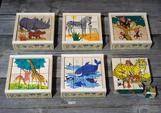 Atelier Fischer Cube Puzzle Wild Animals, 16 parts - vendor-unknown - Honeybee Toys