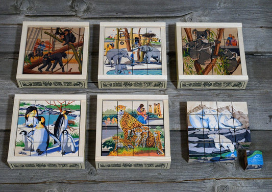 Atelier Fischer Cube Puzzle Zoo, 16 parts - vendor-unknown - Honeybee Toys