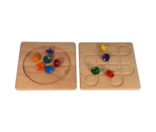 Bauspiel Spinning Board and 10 Spinning Tops - vendor-unknown - Honeybee Toys