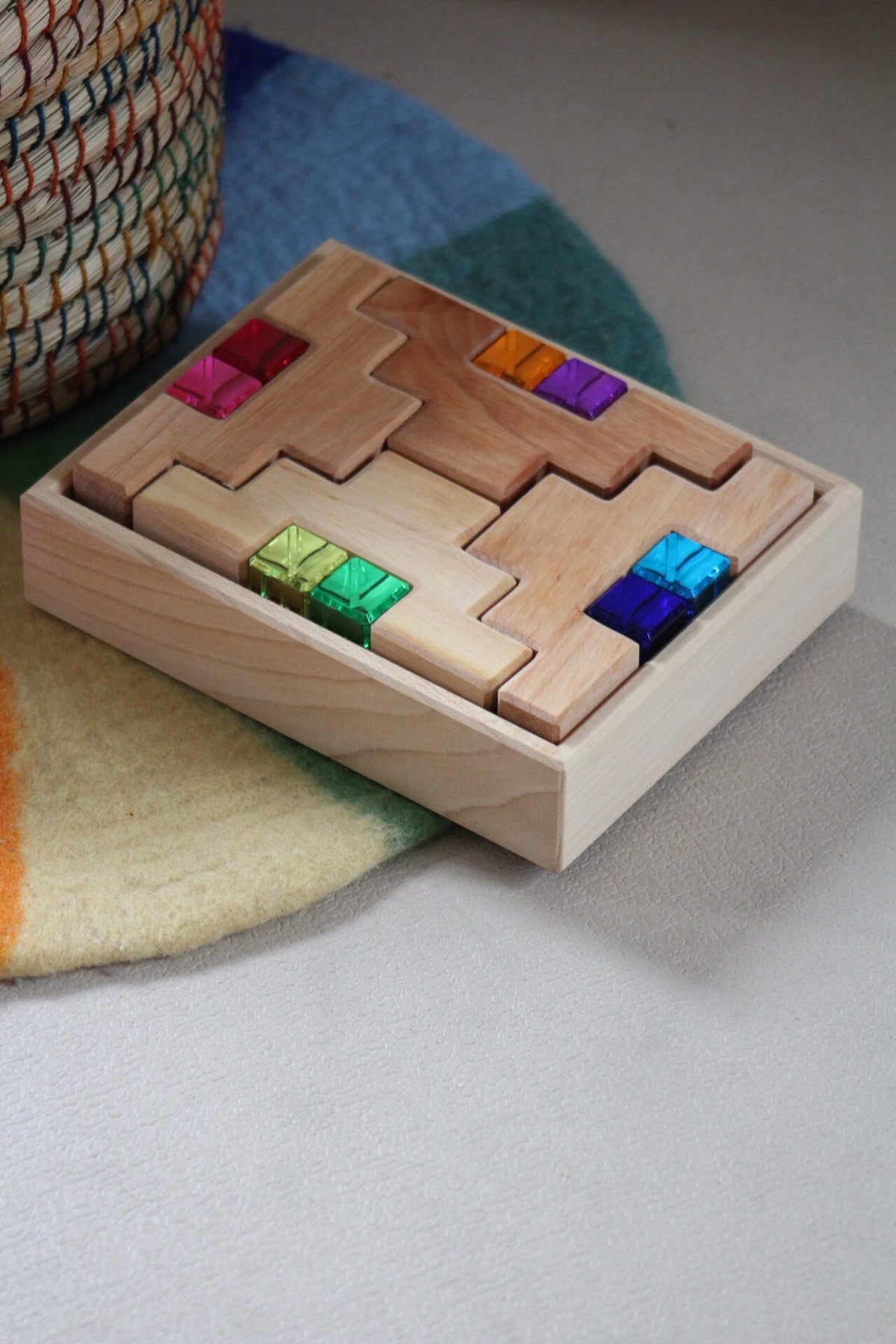 Bauspiel Staircase Blocks Natural with Colourful Luminous Blocks 16 - vendor-unknown - Honeybee Toys