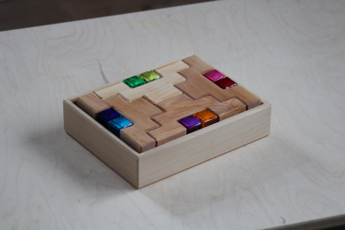 Bauspiel Staircase Blocks Natural with Colourful Luminous Blocks 16 - vendor-unknown - Honeybee Toys