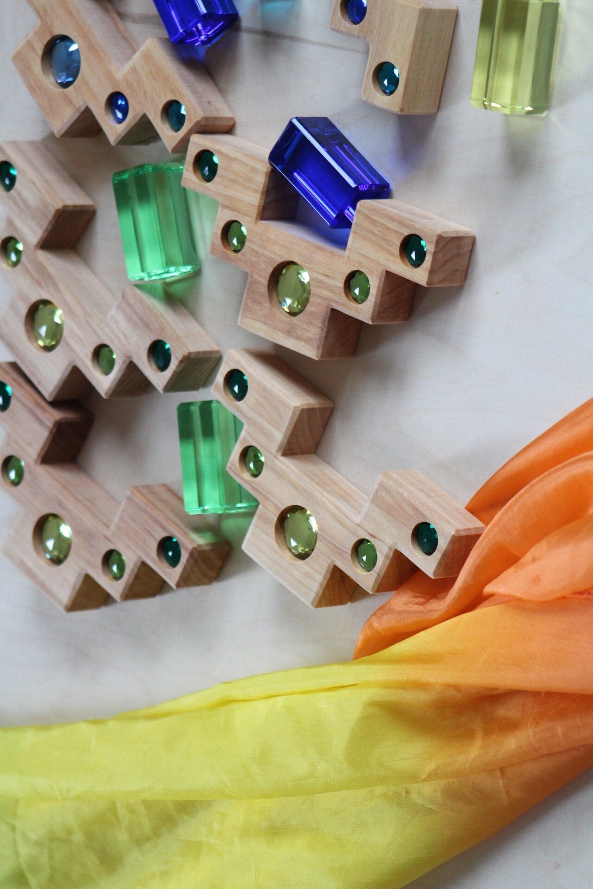 Bauspiel Staircase with Colourful Luminous Blocks – 32-Piece Set - vendor-unknown - Honeybee Toys