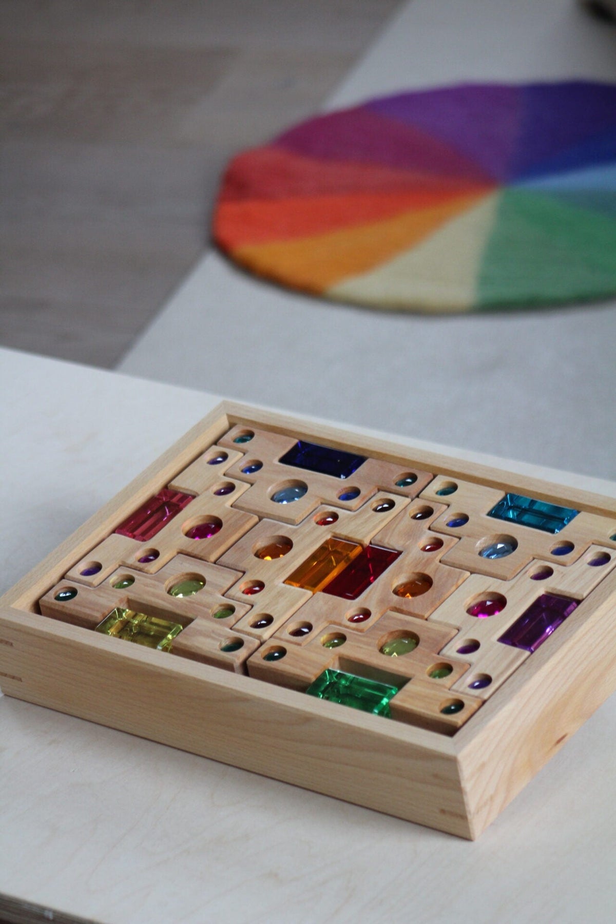 Bauspiel Staircase with Colourful Luminous Blocks – 32-Piece Set - vendor-unknown - Honeybee Toys