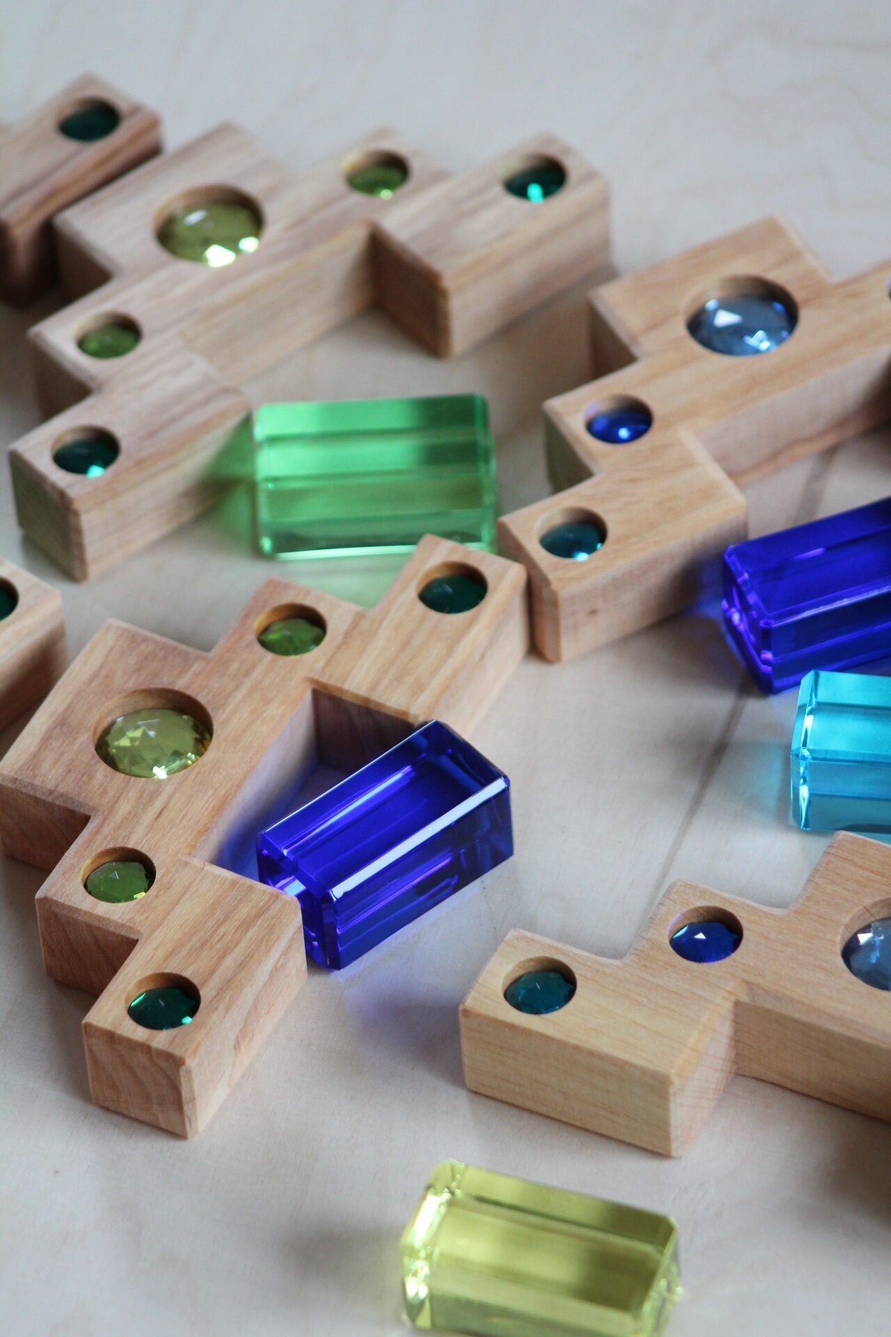 Bauspiel Staircase with Colourful Luminous Blocks – 32-Piece Set - vendor-unknown - Honeybee Toys