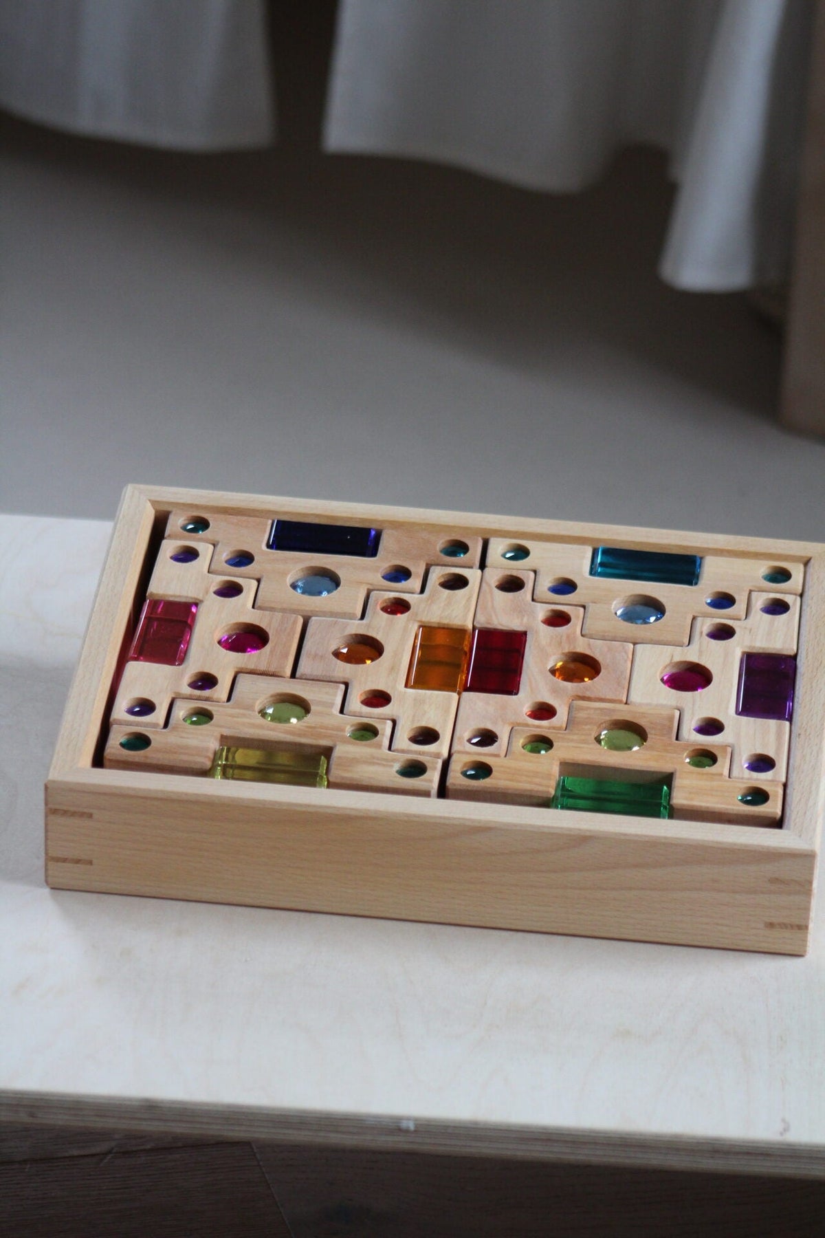 Bauspiel Staircase with Colourful Luminous Blocks – 32-Piece Set - vendor-unknown - Honeybee Toys