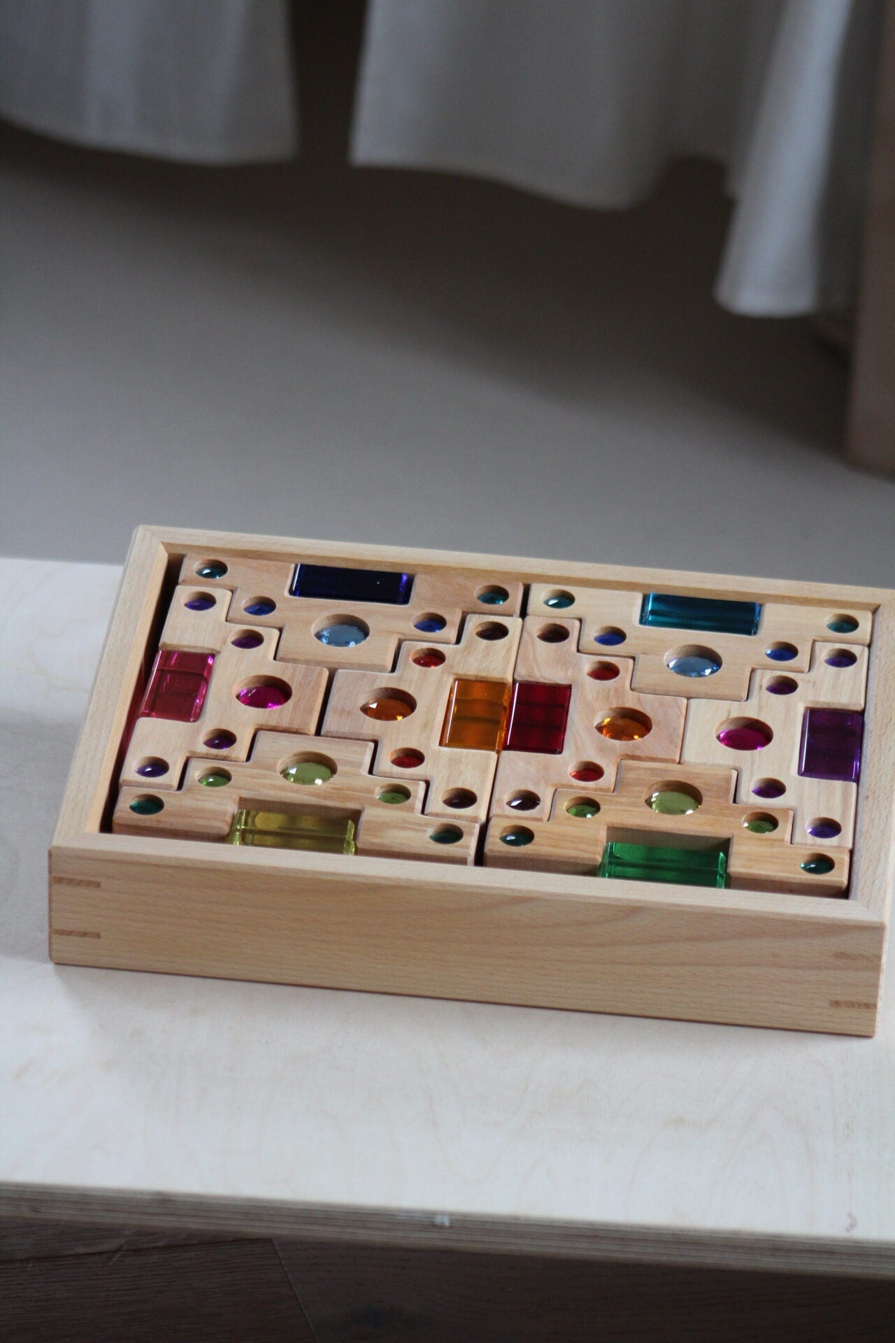 Bauspiel Staircase with Colourful Luminous Blocks – 32-Piece Set - vendor-unknown - Honeybee Toys