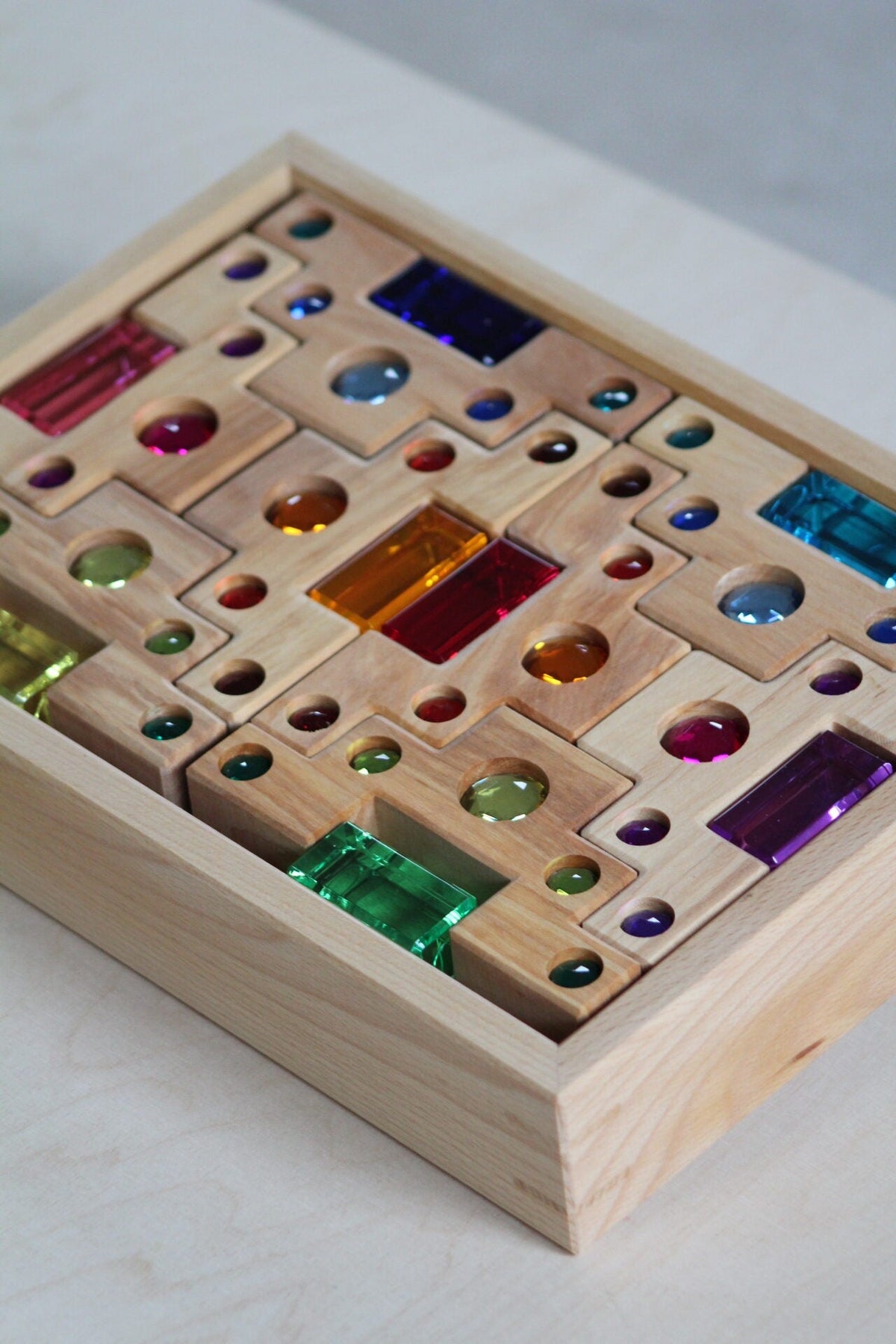 Bauspiel Staircase with Colourful Luminous Blocks – 32-Piece Set - vendor-unknown - Honeybee Toys