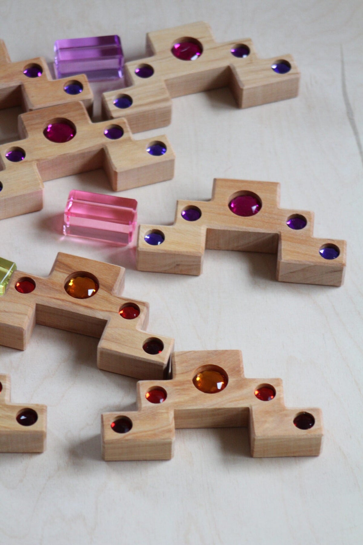 Bauspiel Staircase with Colourful Luminous Blocks – 32-Piece Set - vendor-unknown - Honeybee Toys