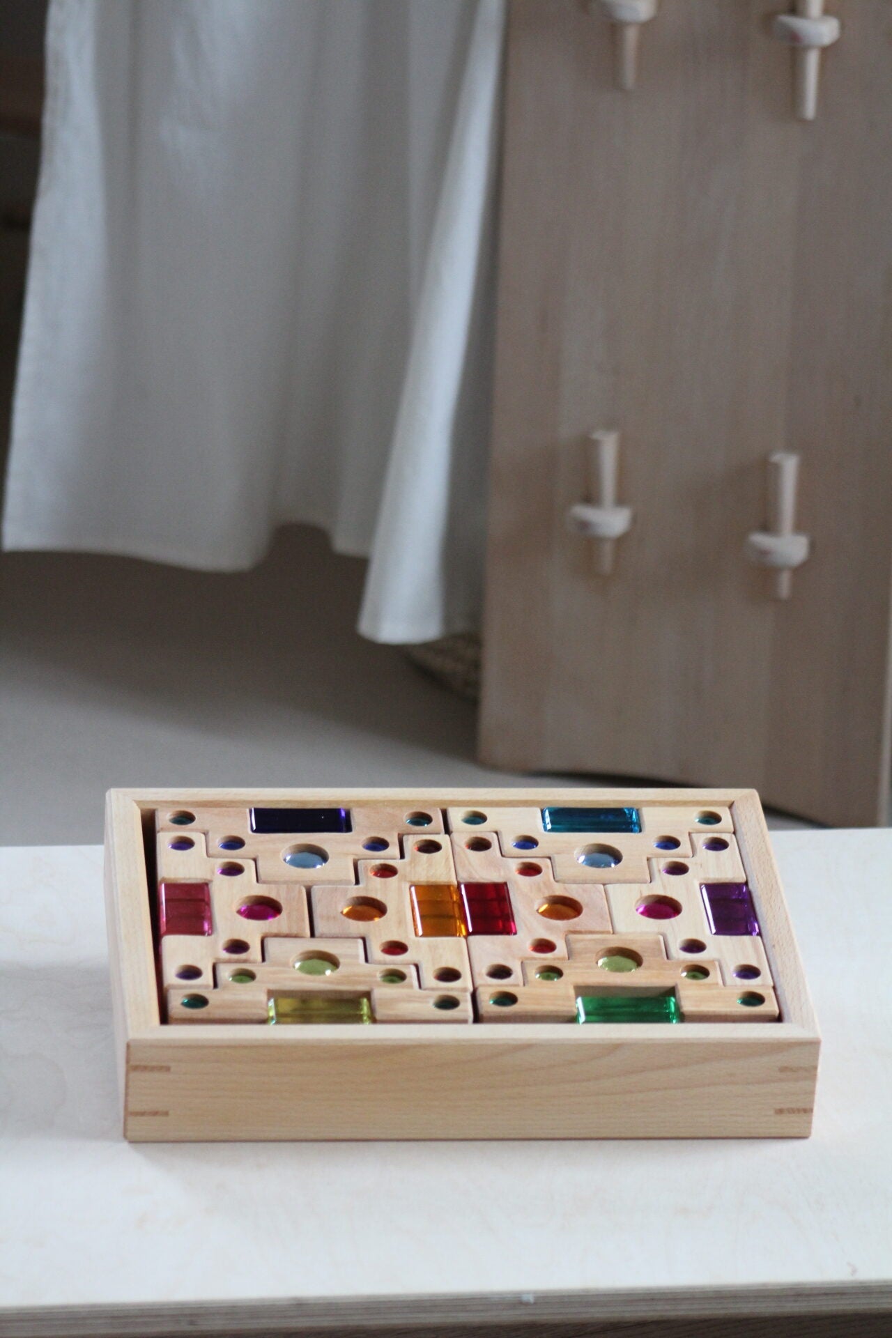 Bauspiel Staircase with Colourful Luminous Blocks – 32-Piece Set - vendor-unknown - Honeybee Toys
