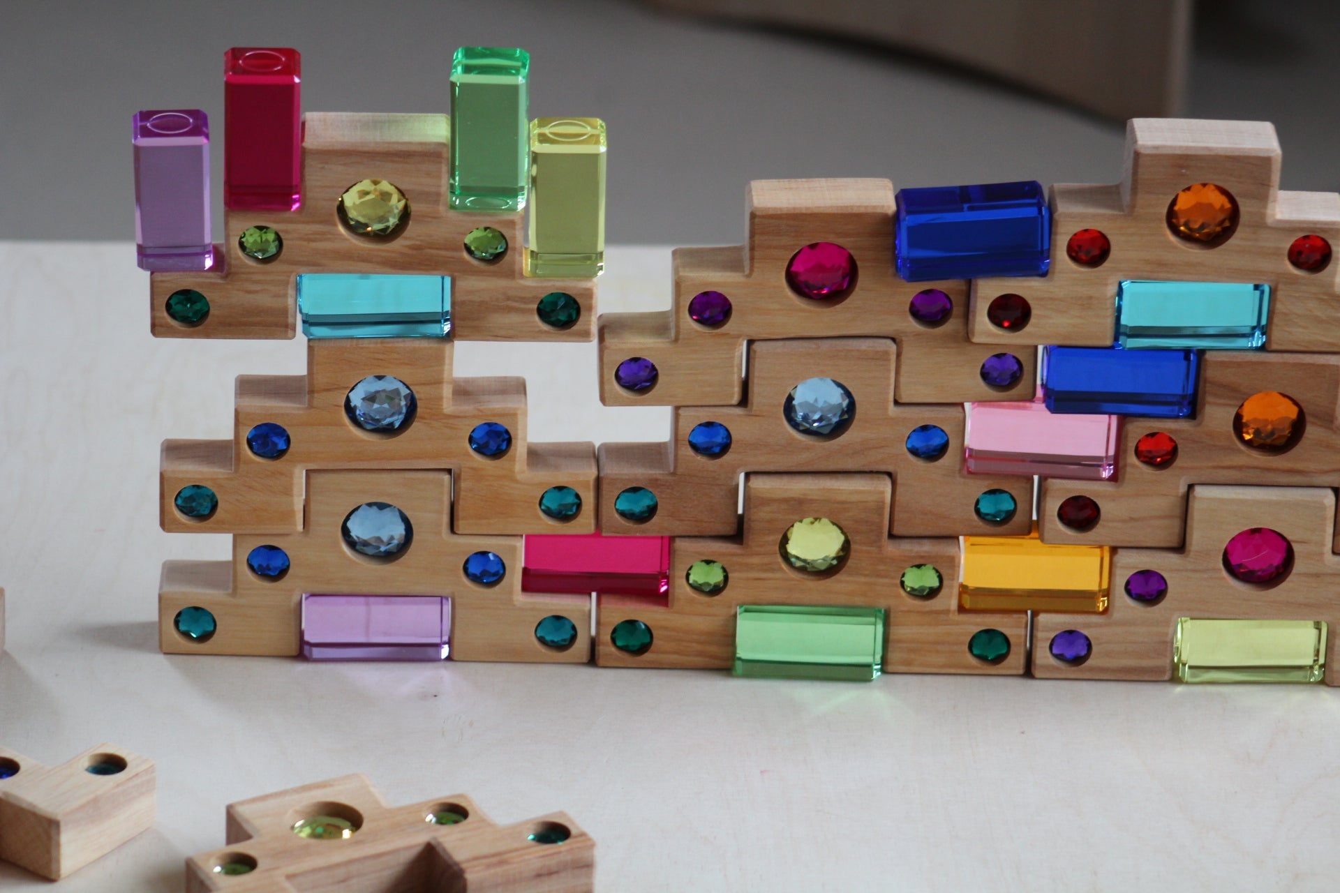 Bauspiel Staircase with Colourful Luminous Blocks – 32-Piece Set - vendor-unknown - Honeybee Toys
