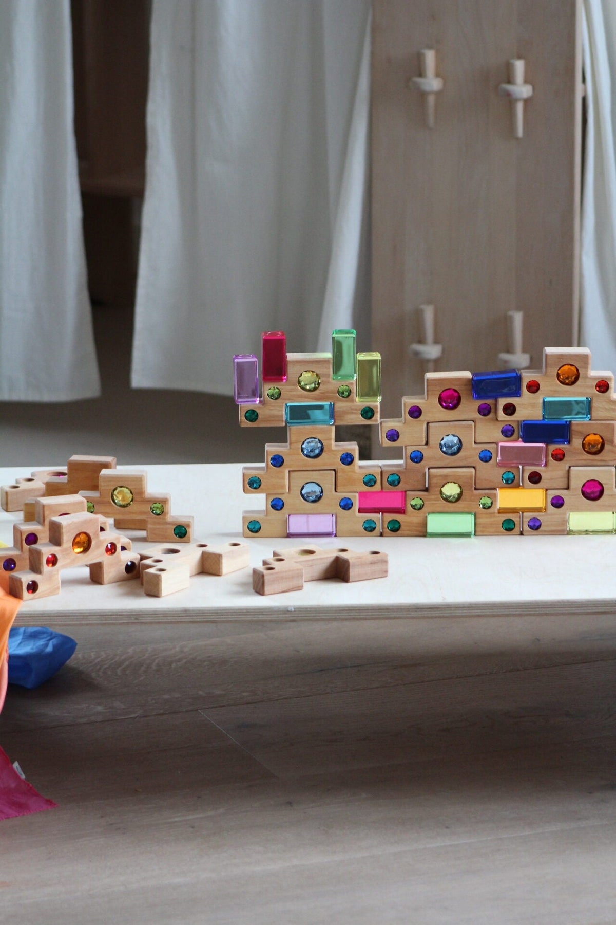 Bauspiel Staircase with Colourful Luminous Blocks – 32-Piece Set - vendor-unknown - Honeybee Toys