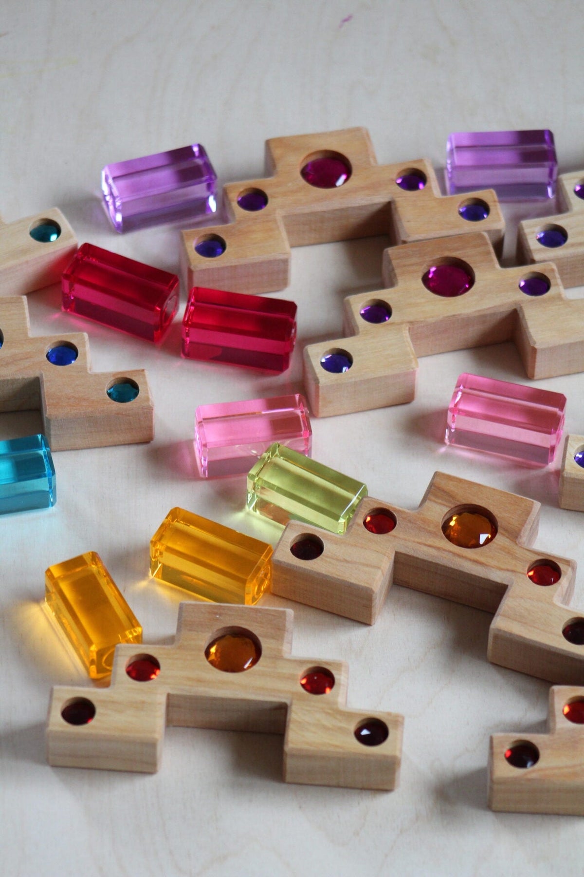 Bauspiel Staircase with Colourful Luminous Blocks – 32-Piece Set - vendor-unknown - Honeybee Toys