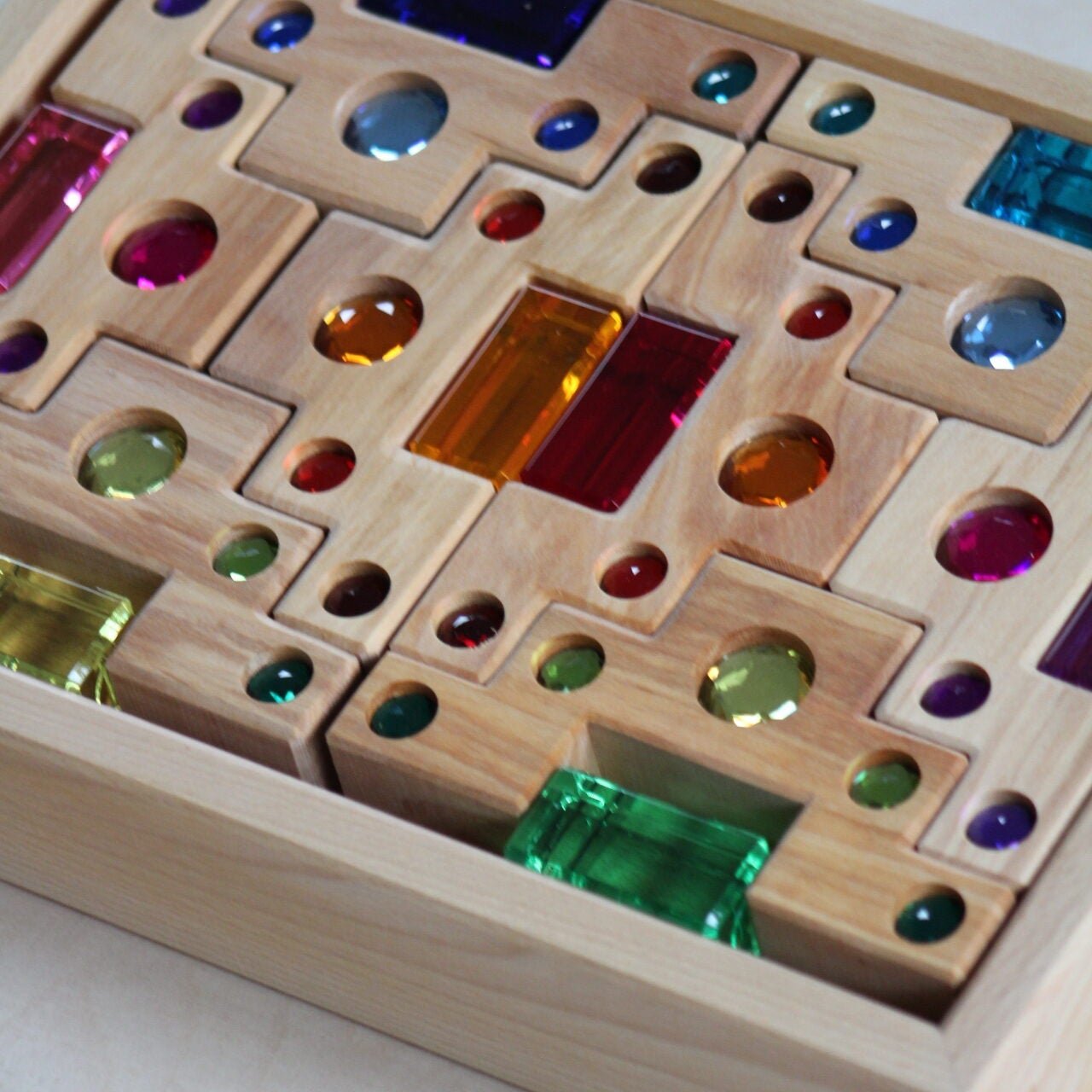 Bauspiel Staircase with Colourful Luminous Blocks – 32-Piece Set - vendor-unknown - Honeybee Toys
